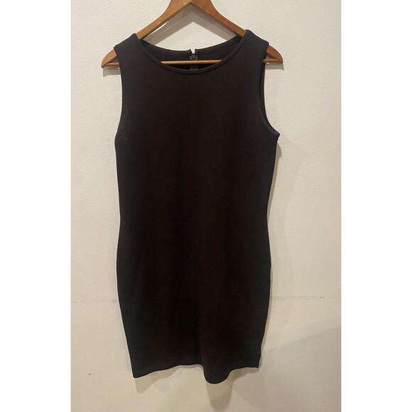St John Marie Gray Black Sleeveless Santana Knit Sheath Dress in Size 8 - Picture 1 of 7